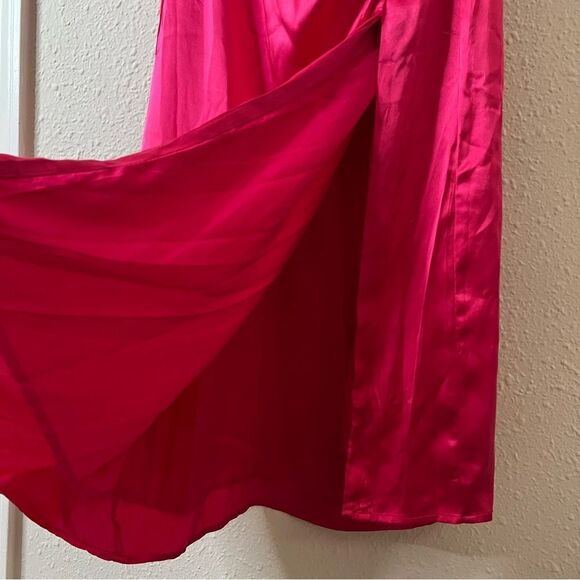 NWT Anthropologie One-Shoulder Silk Midi Dress in Pink NEW - Picture 5 of 11